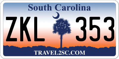 SC license plate ZKL353