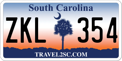 SC license plate ZKL354