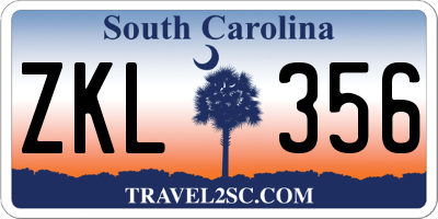 SC license plate ZKL356