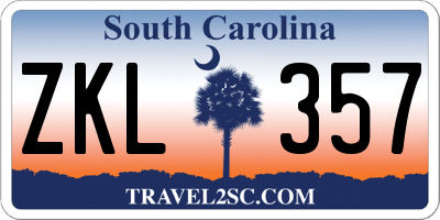 SC license plate ZKL357