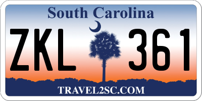 SC license plate ZKL361
