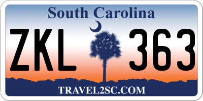 SC license plate ZKL363