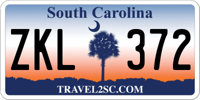 SC license plate ZKL372