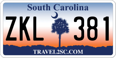SC license plate ZKL381