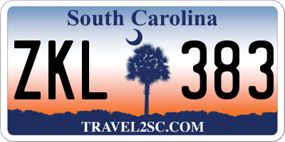 SC license plate ZKL383