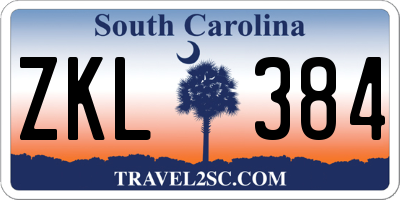 SC license plate ZKL384