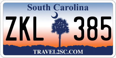 SC license plate ZKL385