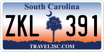 SC license plate ZKL391