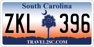 SC license plate ZKL396