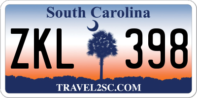 SC license plate ZKL398