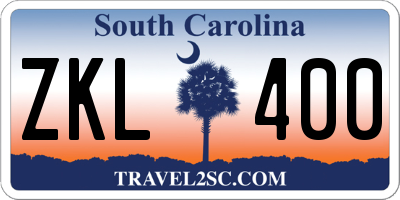 SC license plate ZKL400