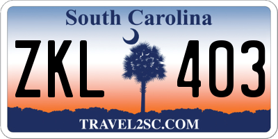 SC license plate ZKL403