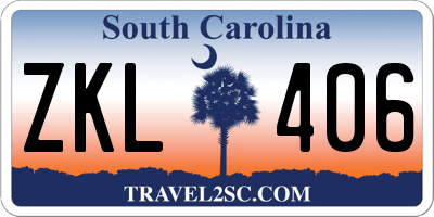 SC license plate ZKL406