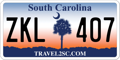 SC license plate ZKL407