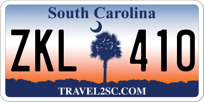 SC license plate ZKL410