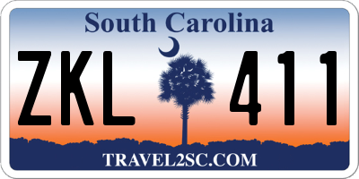 SC license plate ZKL411