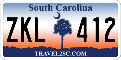 SC license plate ZKL412