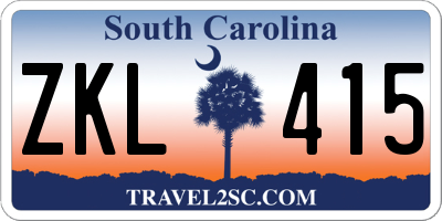 SC license plate ZKL415