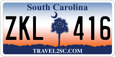 SC license plate ZKL416