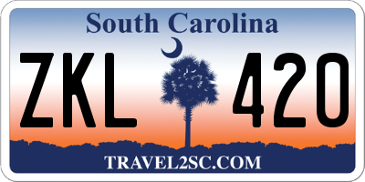 SC license plate ZKL420