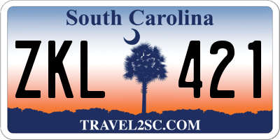 SC license plate ZKL421