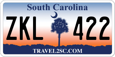 SC license plate ZKL422