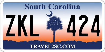 SC license plate ZKL424