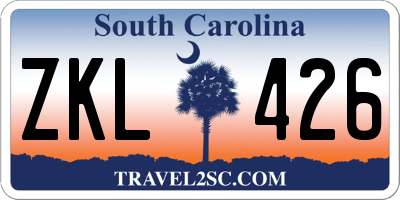 SC license plate ZKL426