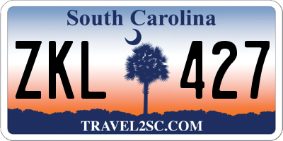 SC license plate ZKL427