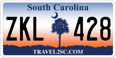 SC license plate ZKL428