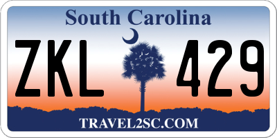 SC license plate ZKL429