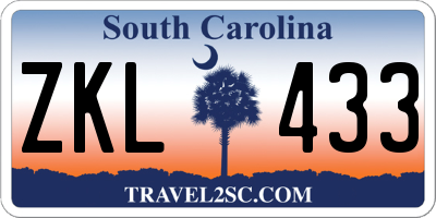 SC license plate ZKL433