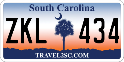 SC license plate ZKL434