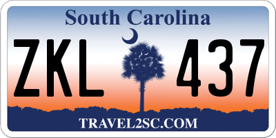 SC license plate ZKL437