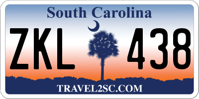 SC license plate ZKL438
