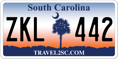 SC license plate ZKL442