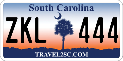 SC license plate ZKL444
