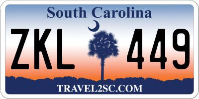 SC license plate ZKL449