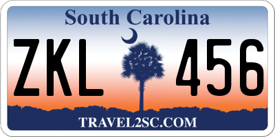 SC license plate ZKL456