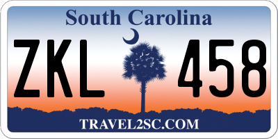 SC license plate ZKL458