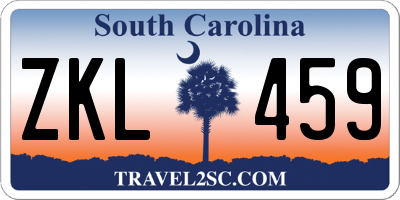 SC license plate ZKL459