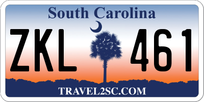 SC license plate ZKL461