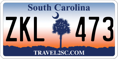 SC license plate ZKL473