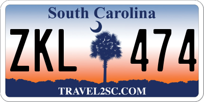 SC license plate ZKL474