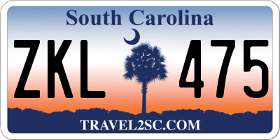 SC license plate ZKL475