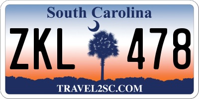 SC license plate ZKL478