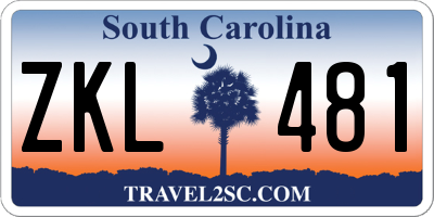 SC license plate ZKL481