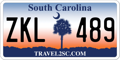 SC license plate ZKL489