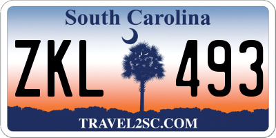 SC license plate ZKL493