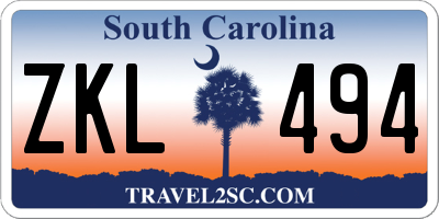 SC license plate ZKL494